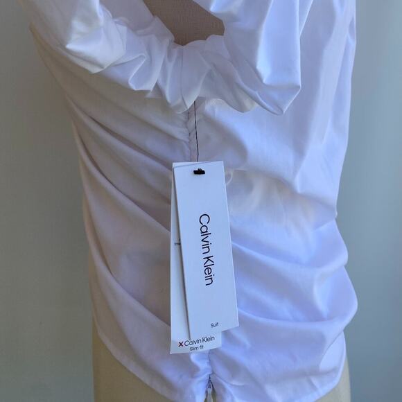 NWT Calvin Klein Cotton Puff-Sleeve V-Neck Top Shirt in Women's sz L - Picture 5 of 9